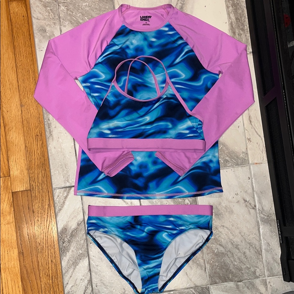 Lands' End Pink and Blue Rash Guard